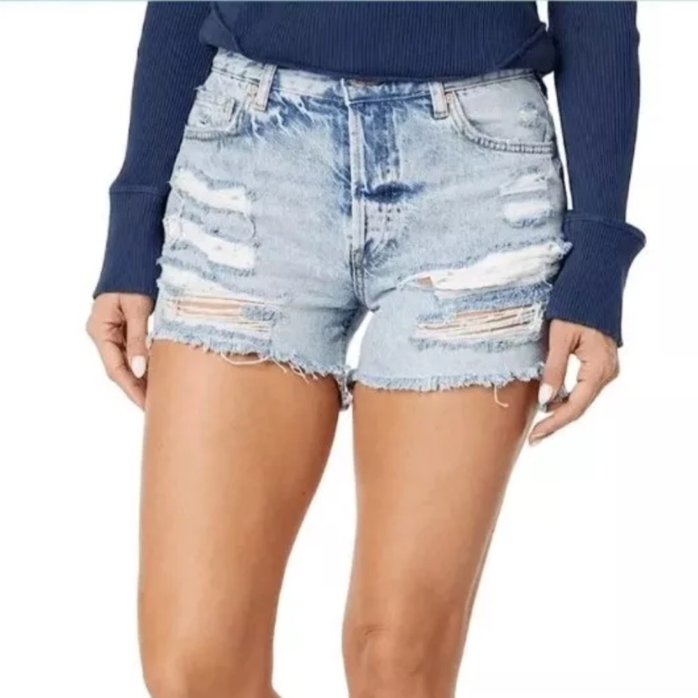 Free People We The Free Maggie Mid-Rise Shorts Light Stone Size 25